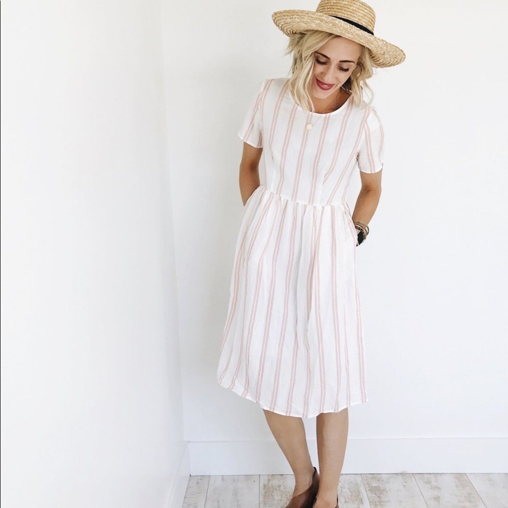 Roolee White and Pink Stripe Dress
